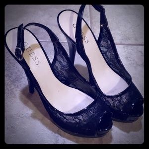 GUESS Black Lace Pumps Size 7